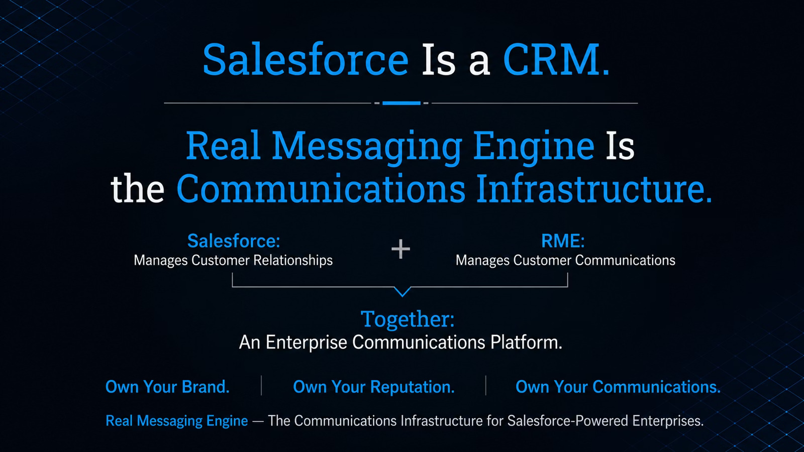 Real Messaging Engine is the communications infrastructure for Salesforce-powered enterprises